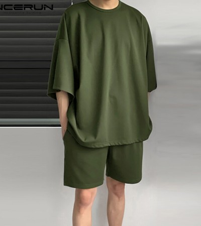 INCERUN男式短睡衣套装睡衣日式宽松上衣短裤睡衣套装(韩式) INCERUN男式短睡衣套装睡衣日式宽松上衣短裤睡衣套装(韩式)